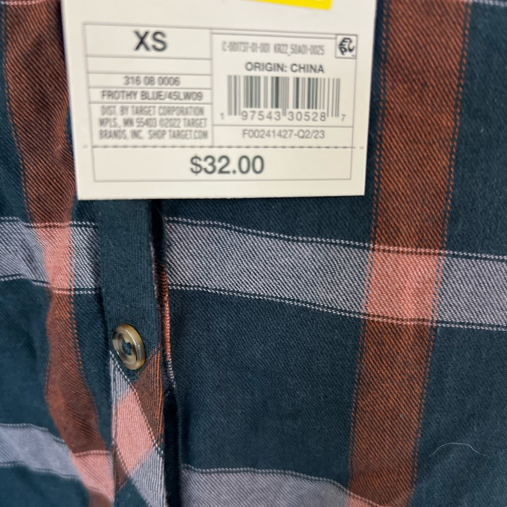 🔵 1) Long Sleeve Button-Down Tunic Shirt Knox Rose oversized  Plaid XS NWT - Picture 4 of 6